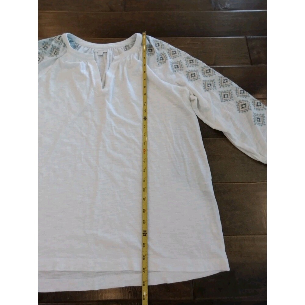 J. JILL PURE Women's white knit embroidered long-sleeve top - L Tall - Picture 7 of 8